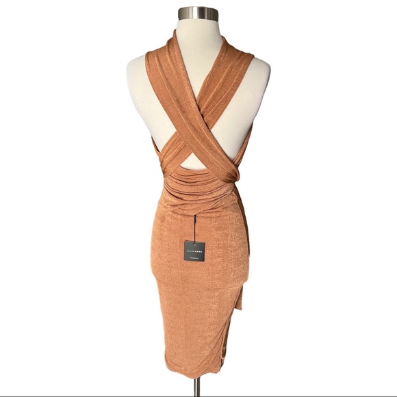 JLUXLABEL Elizabeth Pecan Brown Multi Midi Dress S - Picture 4 of 6